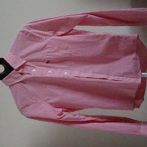[S] A&F Pink Stripe Shirt